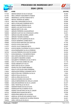 Processo De Ingresso 2017 Ssa1 (2019)