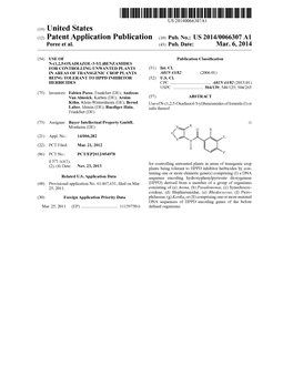 (12) Patent Application Publication (10) Pub. No.: US 2014/0066307 A1 Poree Et Al