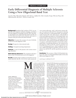 Early Differential Diagnosis of Multiple Sclerosis Using a New Oligoclonal Band Test