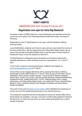 Registration Now Open for Herts Big Weekend!