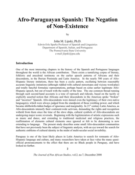 Afro-Paraguayan Spanish: the Negation of Non-Existence