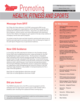 Promoting Volume 8, Number 2 • August 2013 HEALTH, FITNESS and SPORTS