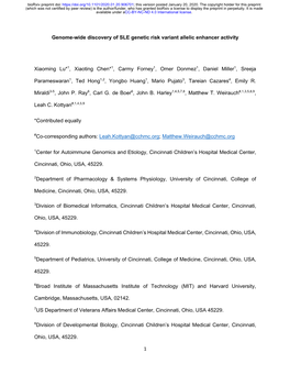 1 Genome-Wide Discovery of SLE Genetic Risk Variant Allelic Enhancer