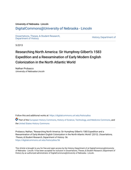 Researching North America: Sir Humphrey Gilbert's 1583