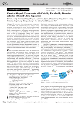 Covalent Organic Frameworks with Chirality Enriched by Biomolecules