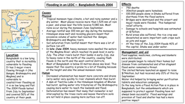 Flooding in an LEDC – Bangladesh Floods 2004 Effects • 750 Deaths • 30Million People Were Homeless