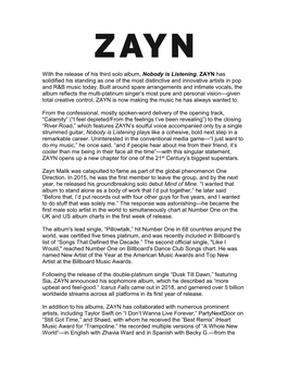 With the Release of His Third Solo Album, Nobody Is Listening, ZAYN