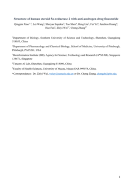 Structure of Human Steroid 5Α-Reductase 2 With