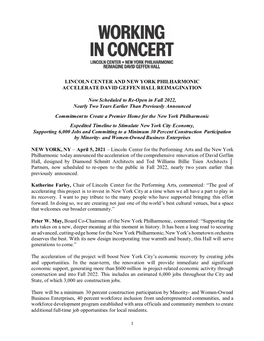 Lincoln Center and New York Philharmonic Accelerate David Geffen Hall Reimagination