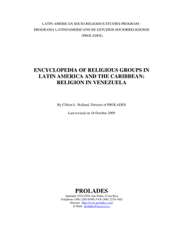 Religion in Venezuela, 2009