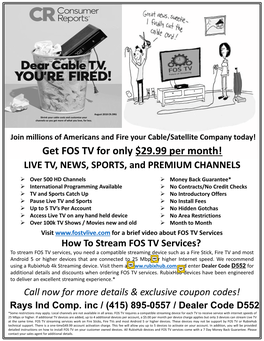 Get FOS TV for Only $29.99 Per Month!