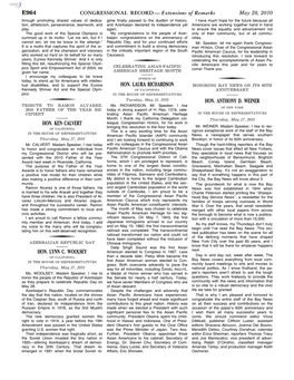 CONGRESSIONAL RECORD— Extensions of Remarks E964 HON