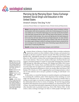 Marrying up by Marrying Down: Status Exchange Between Social Origin and Education in the United States Christine R