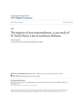 A Case Study of H. Neely Henry Lake in Northeast Alabama Willis Scott Estis Louisiana State University and Agricultural and Mechanical College