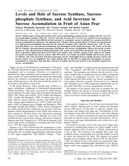 Phosphate Synthase, and Acid Invertase in Sucrose Accumulation