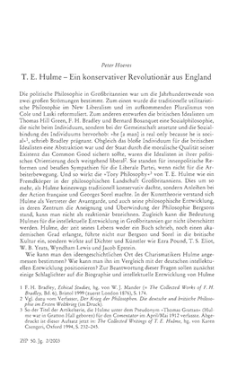 T. E. Hulme - Ein Konservativer Revolutionär Aus England