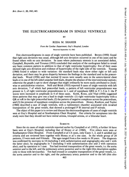 The Electrocardiogram in Single Ventricle