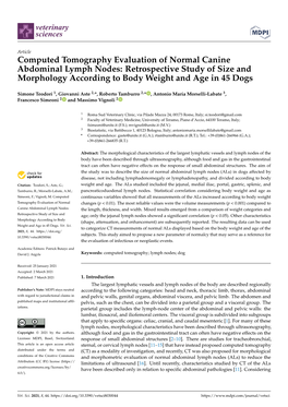 Computed Tomography Evaluation of Normal Canine Abdominal Lymph Nodes: Retrospective Study of Size and Morphology According to Body Weight and Age in 45 Dogs