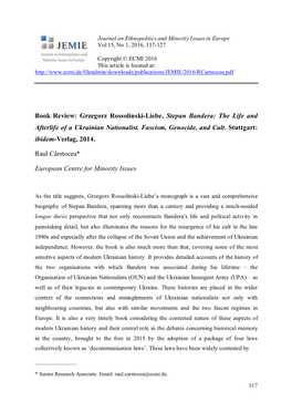 Grzegorz Rossolinski-Liebe, Stepan Bandera: the Life and Afterlife of a Ukrainian Nationalist. Fascism, Genocide, and Cult