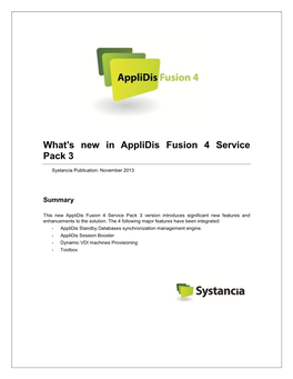 What's New in Applidis Fusion 4 Service Pack 3