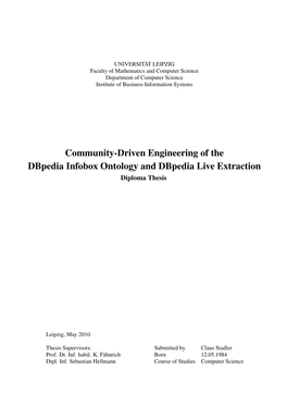 Community-Driven Engineering of the Dbpedia Infobox Ontology and Dbpedia Live Extraction Diploma Thesis