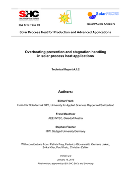 Overheating Prevention and Stagnation Handling in Solar Process Heat Applications