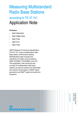 Measurements of Multistandard Radio Configurations