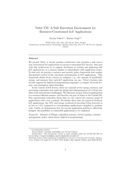 Velox VM: a Safe Execution Environment for Resource-Constrained Iot Applications