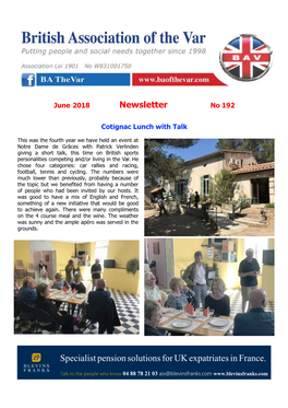 June 2018 Newsletter No 192