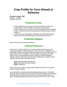 Crop Profile for Corn (Sweet) in Delaware