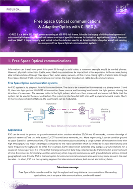 Free Space Optical Communications & Adaptive Optics with C-RED 3