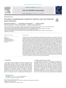 Cell Surface Transglutaminase Required for Nodavirus Entry Into Freshwater Prawn Hemocytes T