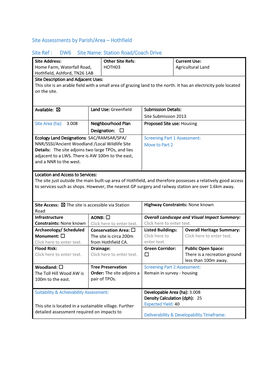 Hothfield Site Address: Other Site Refs: Current Use: Waterfall Road, Hothfield, TN26 Click Here to Enter Text