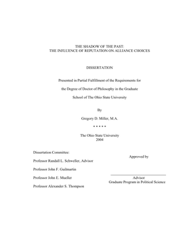 The Shadow of the Past: the Influence of Reputation on Alliance Choices