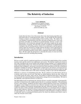 The Relativity of Induction