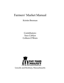 Farmers' Market Manual