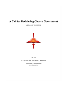 A Call for Reclaiming Church Government