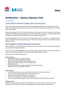 Sydney Olympic Park 1 June 2021 Sydney Metro Is Australia’S Biggest Public Transport Project