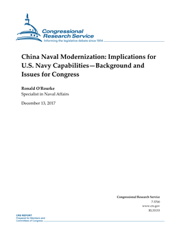 China Naval Modernization: Implications for U.S. Navy Capabilities--Background and Issues for Congress