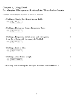 Chapter 3, Using Excel Bar Graphs, Histograms, Scatterplots, Time-Series Graphs