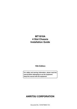 ANRITSU CORPORATION MT1810A 4 Slot Chassis Installation Guide