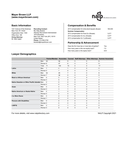 Lawyer Demographics Mayer Brown