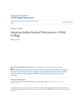 American Indian Student Motivation at a Tribal College Rebecca L