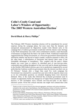 The 2005 Western Australian Election *
