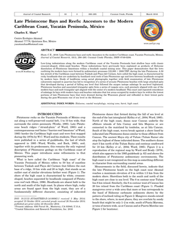 Late Pleistocene Bays and Reefs: Ancestors to the Modern Caribbean Coast, Yucata´Npen´Insula, Mexico´ Charles E