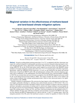 Regional Variation in the Effectiveness of Methane-Based and Land-Based Climate Mitigation Options