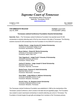 Supreme Court of Tennessee Administrative Office of the Courts Nashville, Tennessee 37219