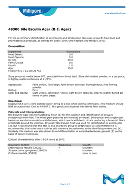 48300 Bile Esculin Agar (B.E