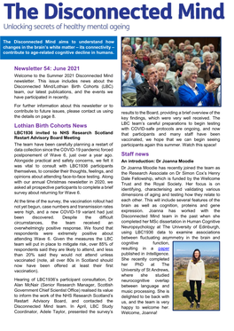 June 2021 Lothian Birth Cohorts News Staff News