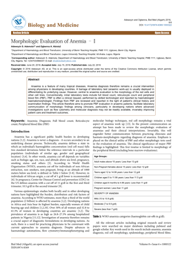 Morphologic Evaluation of Anemia – I Adewoyin S